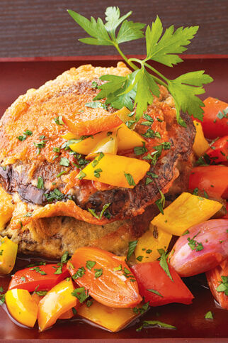 Portobello-Piccata mit Paprikagemüse