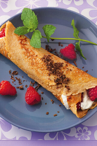 Crêpes mit Quark-Himbeer-Füllung
