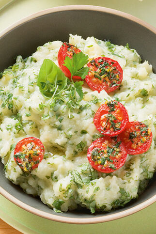 Kartoffelpüree mit Ofentomaten Kartoffelpüree mit Ofentomaten