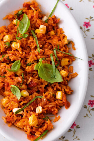 Tomaten-Reis mit Mozzarella Tomaten-Reis mit Mozzarella