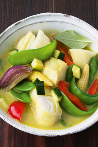 Grünes Fischcurry
