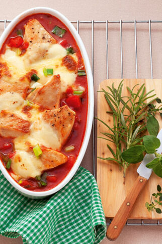 Überbackene Paprika-Hähnchenbrustfilets