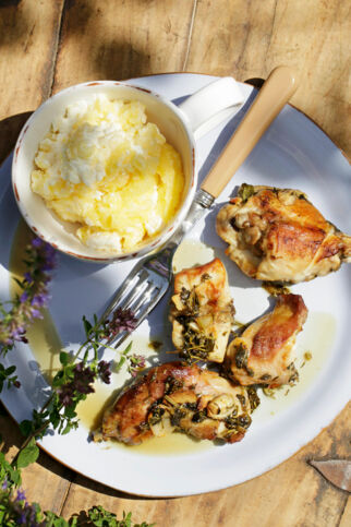 Geschmortes Kaninchen mit Polenta