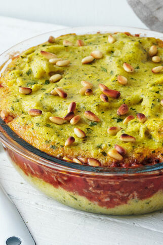 Tomatenfleisch mit Polenta-Haube Tomatenfleisch mit Polenta-Haube