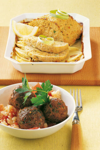 Putenhackbraten auf Gratin Putenhackbraten auf Gratin