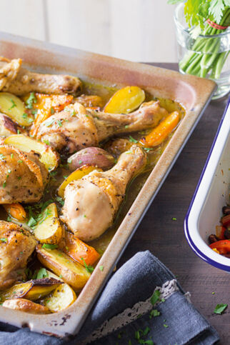 Gemüse-Hähnchen vom Blech Gemüse-Hähnchen vom Blech