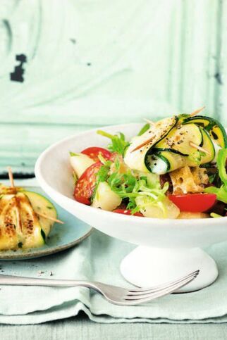 Mozzarellapäckchen mit Melonensalat Mozzarellapäckchen mit Melonensalat