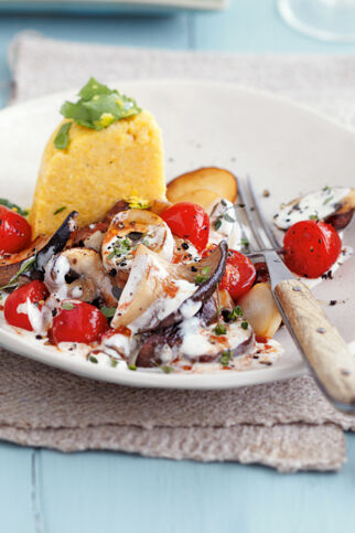 Zitronen-Polenta mit Rahmpilzen Zitronen-Polenta mit Rahmpilzen