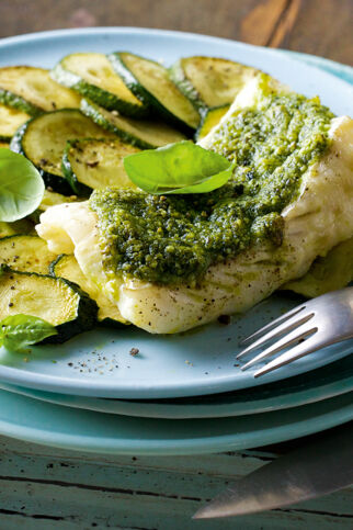 Pesto-Fisch mit Zucchini Pesto-Fisch mit Zucchini