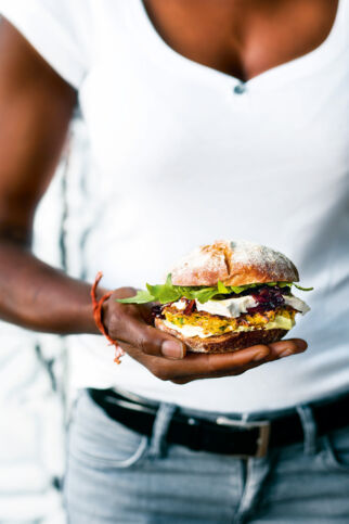 Kürbisburger mit Zwiebel-Confit Kürbisburger mit Zwiebel-Confit