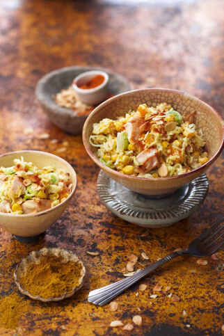 Reissalat mit Hühnchen und Curry-Orangen-Dressing