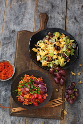 Bulgursalat mit Ajvar und Knoblauchwurst Bulgursalat mit Ajvar und Knoblauchwurst