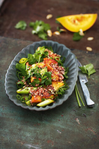 Kürbis-Quinoa-Salat mit Ahornsirup-Pfeffer-Dressing Kürbis-Quinoa-Salat mit Ahornsirup-Pfeffer-Dressing
