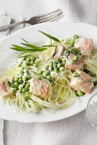 Kohlrabinudeln mit Lachssahne Kohlrabinudeln mit Lachssahne