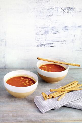 Schnelle Tomaten-Kichererbsen-Suppe