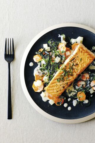 Mangoldpfanne mit Lachs Mangoldpfanne mit Lachs