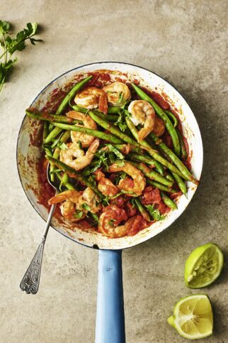 Garnelen und Bohnen in Chraime-Sauce Garnelen und Bohnen in Chraime-Sauce