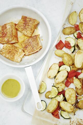 Ofengemüse mit Backfisch
