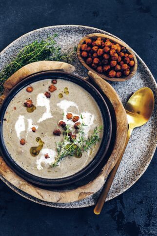 Pilzsuppe mit Kichererbsentopping Pilzsuppe mit Kichererbsentopping