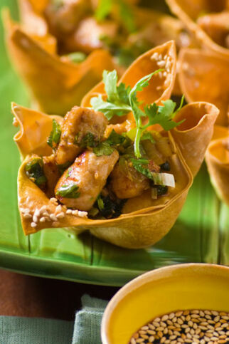 Sesamhähnchen im Teigschälchen Sesamhähnchen im Teigschälchen