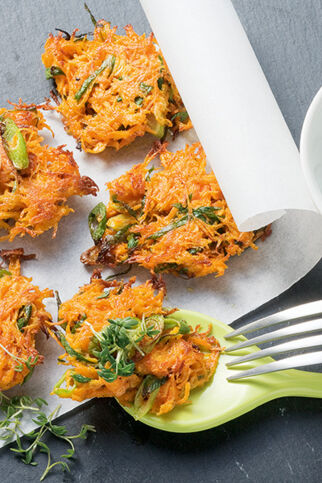 Möhrenpuffer mit Kräuterschmant Möhrenpuffer mit Kräuterschmant