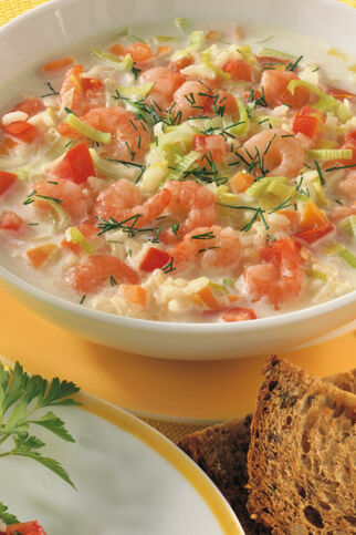Reissuppe mit Tomaten