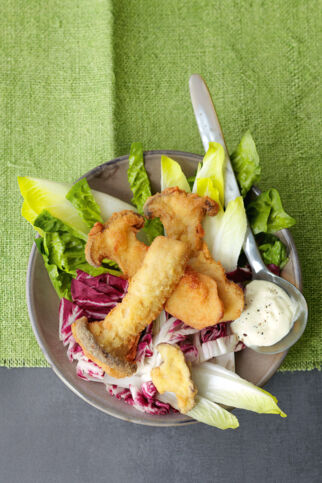 Wintersalat mit Frittierten Seitlingen