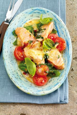 Lachs auf Zuckerschoten