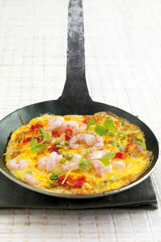 Scharfes Garnelen-Omelette