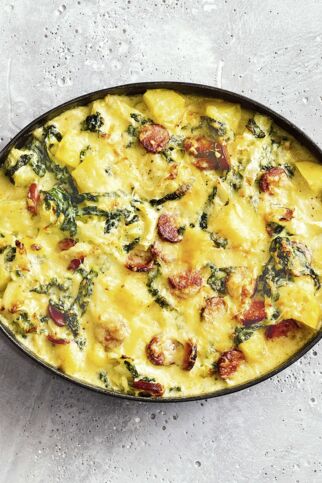 Kohlauflauf mit Kabanossi Kohlauflauf mit Kabanossi