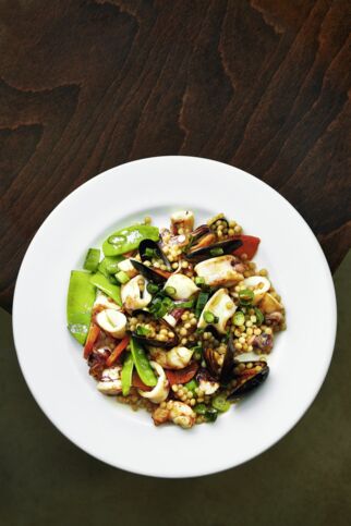 Israelischer Couscous mit Seafood-Mix Israelischer Couscous mit Seafood-Mix