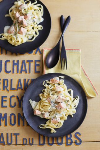 Tagliatelle mit Lachs Kräuter Limetten-Sauce