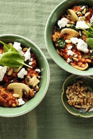 Porridge mit Spinat und Feta Porridge mit Spinat und Feta