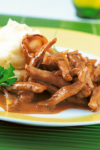 Steakstreifen in Majoransahne