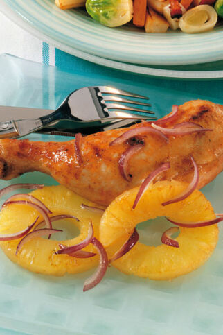 Hähnchenkeulen mit Honigglasur Hähnchenkeulen mit Honigglasur