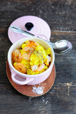 Safranrisotto mit Garnelen Safranrisotto mit Garnelen