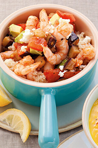 Garnelen-Ratatouille mit Zitronen-Couscous