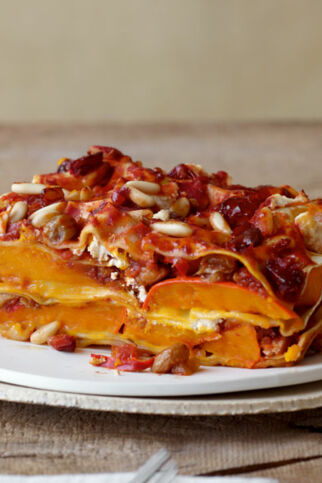 Kürbis-Lasagne mit Hähnchen und Ricotta