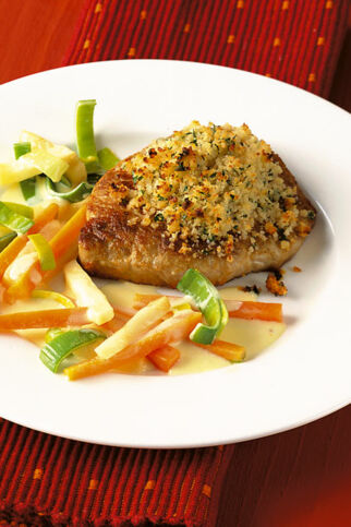 Schweinesteaks mit Meerrettichkruste Schweinesteaks mit Meerrettichkruste