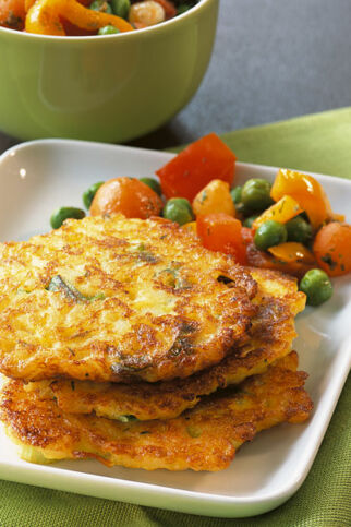 Reispuffer mit Pfannengemüse Reispuffer mit Pfannengemüse