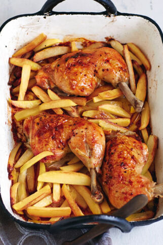 Chili-Hähnchen und Pommes vom Blech Chili-Hähnchen und Pommes vom Blech