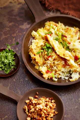 Gebratener Reis mit Lauch und Chinakohl Gebratener Reis mit Lauch und Chinakohl