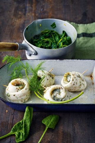 Gefülltes Schollenfilet mit Blattspinat Gefülltes Schollenfilet mit Blattspinat