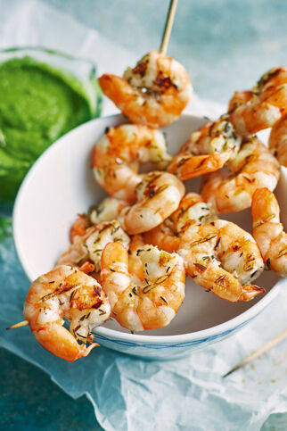 Garnelen mit grüner Sauce Garnelen mit grüner Sauce