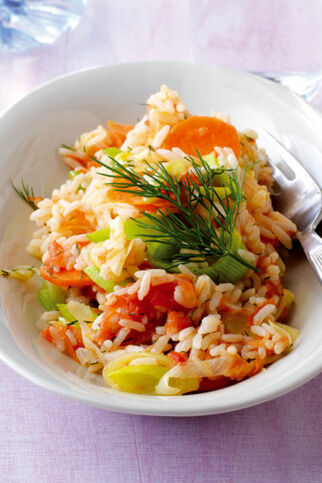 Lauch mit Möhren und Reis Lauch mit Möhren und Reis