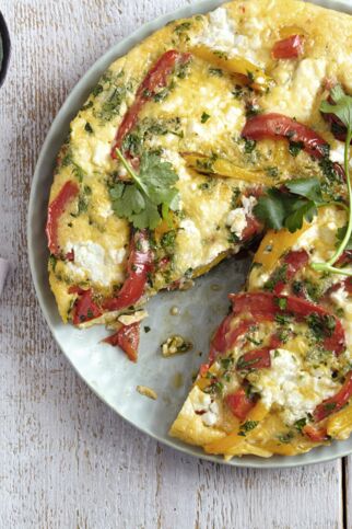 Kräuter-Frittata mit Paprika und Feta