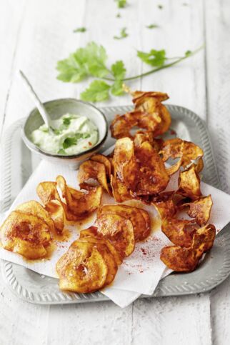 Knusper-Spiralen mit Korianderdip Knusper-Spiralen mit Korianderdip