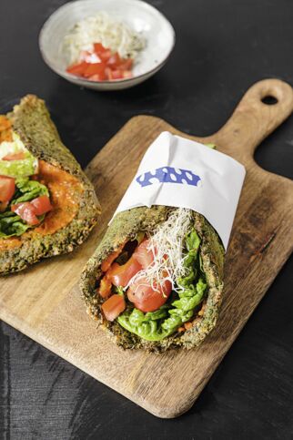Wraps aus Grünkohlteig Wraps aus Grünkohlteig