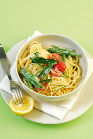 Bohnen-Linguine mit Bärlauchsauce Bohnen-Linguine mit Bärlauchsauce