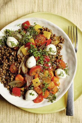 Linsenbowl mit Mozzarella
